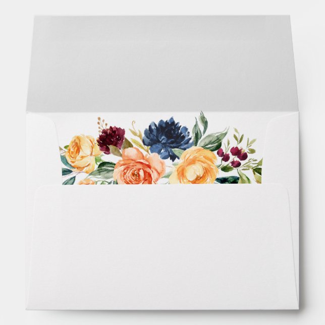 Enveloppe Aquarelle Mixte Floral Mariage (Dos (Bas))