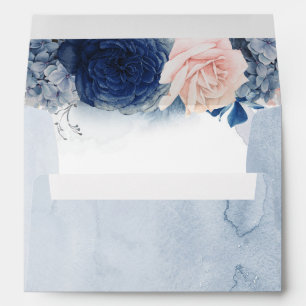 Enveloppe Aquarelle moderne bleu bleu marine