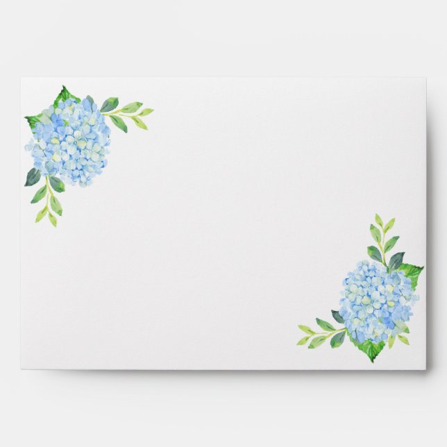 Enveloppe Aquarelle moderne bleu Hydrangea Mariage (Devant)