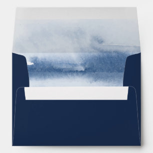 Enveloppe Aquarelle moderne Faire-part de mariage bleu