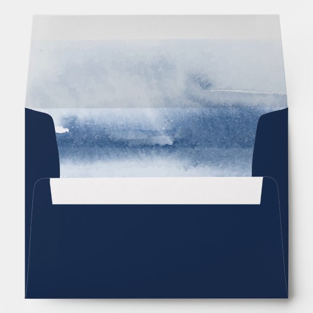 Enveloppe Aquarelle moderne | Faire-part de mariage bleu (Dos (Bas))