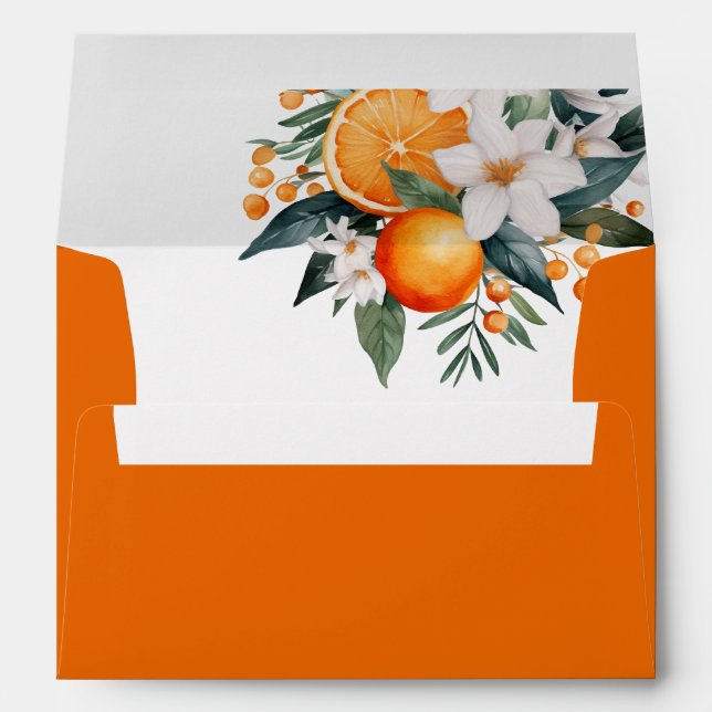 Enveloppe Aquarelle moderne Orange Citrus Mandarin (Dos (Bas))