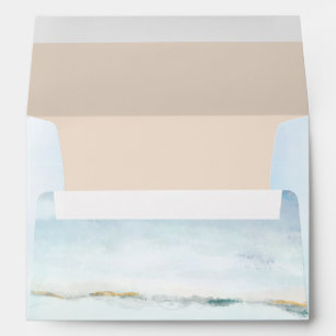 Enveloppe Aquarelle moderne Plage côtière Vagues Mariage