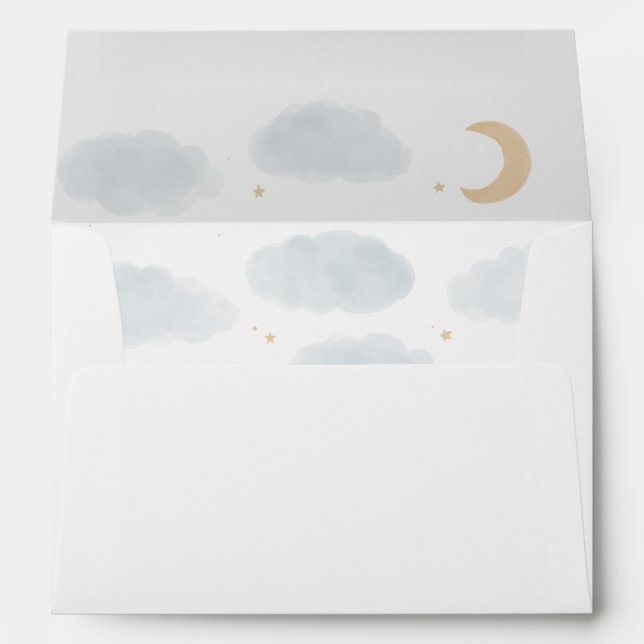 Enveloppe Aquarelle Moon Stars Baby shower (Dos (Bas))