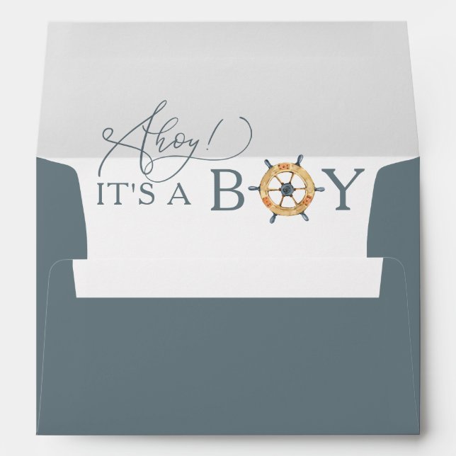 Enveloppe Aquarelle Nautique Baby shower moderne (Dos (Bas))
