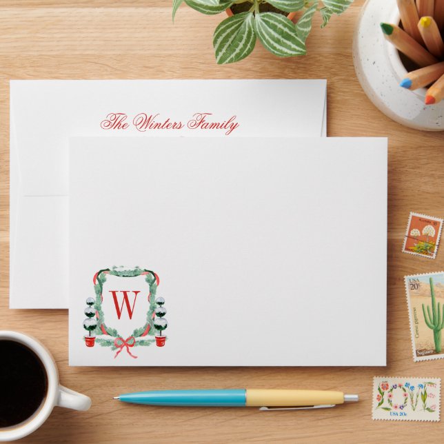 Enveloppe Aquarelle Noël Topio Cimier Monogramme (Desk)