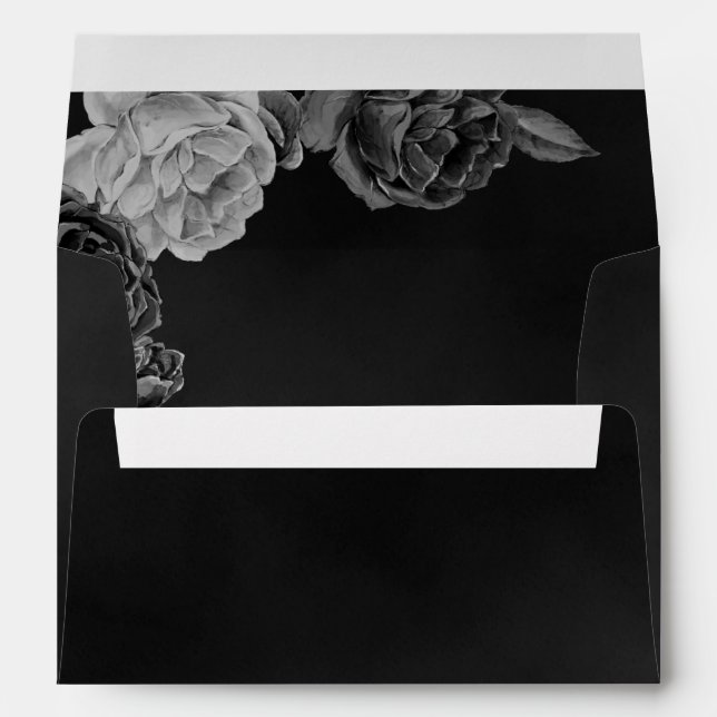 Enveloppe Aquarelle noire gothique élégant Moody Floral (Dos (Bas))