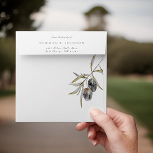 Enveloppe Aquarelle Olive Branche de la famille des funérail