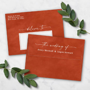 Enveloppe Aquarelle orange d'automne A7 Faire-part de mariag