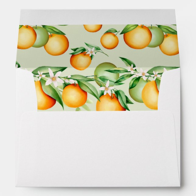 Enveloppe Aquarelle Orange Fruit Mariage botanique (Dos (Bas))