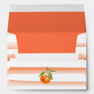 Enveloppe Aquarelle orange rayures et graphisme orange