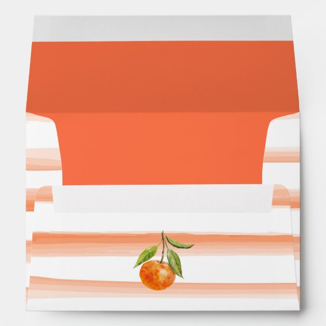 Enveloppe Aquarelle orange rayures et graphisme orange (Dos (Bas))