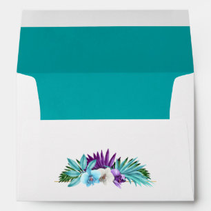 Enveloppe Aquarelle Orchidées tropicales Mariage de plage