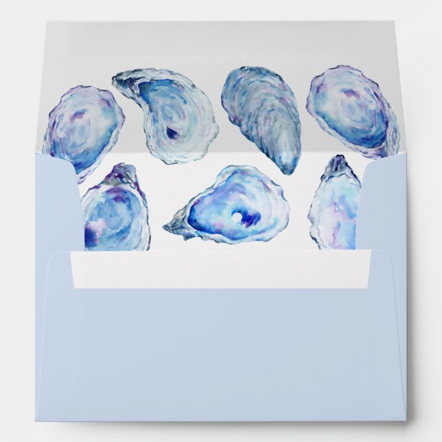 Enveloppe Aquarelle Oyster Shell Light Blue Adresse de retou (Dos (Bas))