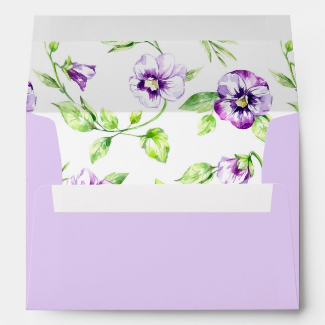 Enveloppe Aquarelle Pansy Lined & Lavender (Dos (Bas))
