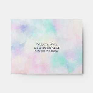 Enveloppe Aquarelle Pastel Pink Blue Green Autoadressée