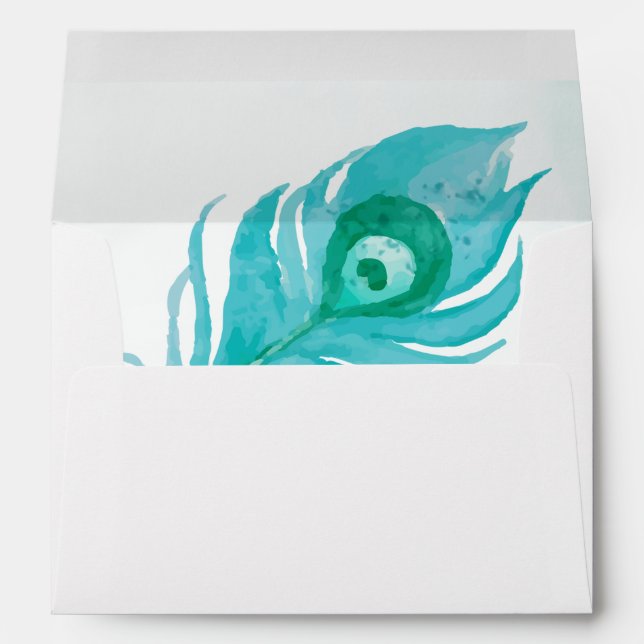Enveloppe Aquarelle Peacock Plume (Dos (Bas))
