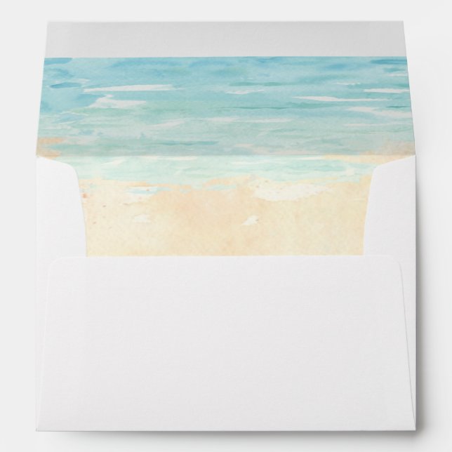 Enveloppe Aquarelle Peinte à la main Plage mariage invitatio (Dos (Bas))