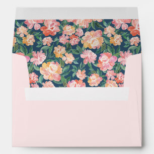 Enveloppe Aquarelle Peonies pré-adressés Mariage Beige