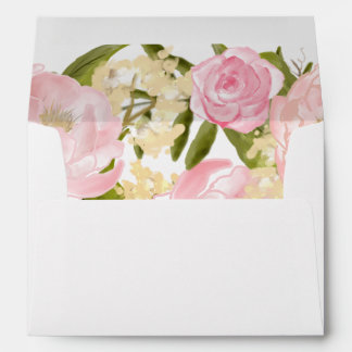 Enveloppe Aquarelle Peonies rose pâle Mariage personnalisé