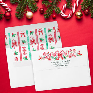 Enveloppe Aquarelle Peppermenthe Sucres de canne Noël