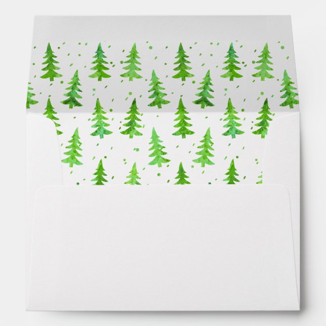 Enveloppe Aquarelle Pine Arbres (Dos (Bas))