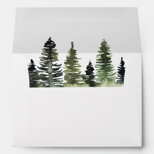 Enveloppe Aquarelle Pine Arbres Baby shower des bois (Dos (Bas))