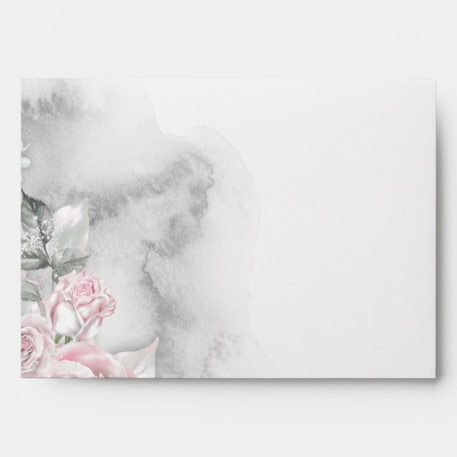 Enveloppe Aquarelle Plante Jolie rose Roses (Devant)