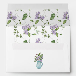 Enveloppe Aquarelle Purple Sweet Pea Flowers Adresse de reto