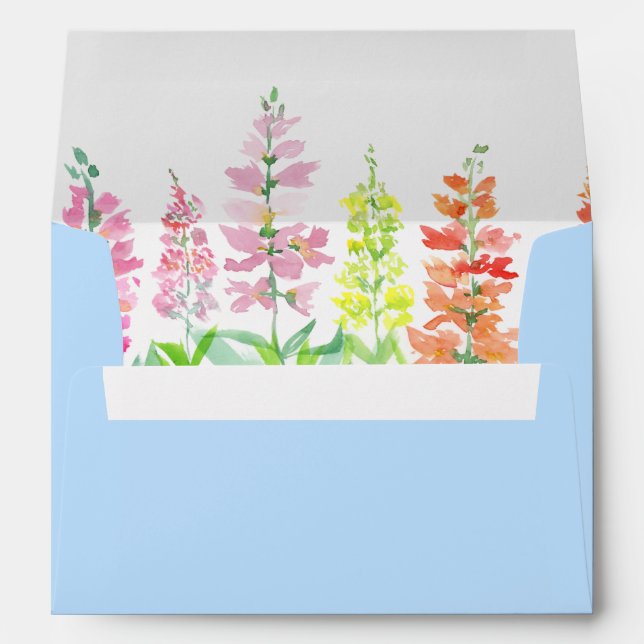 Enveloppe Aquarelle Ressort Hollyhock Fleurs (Dos (Bas))