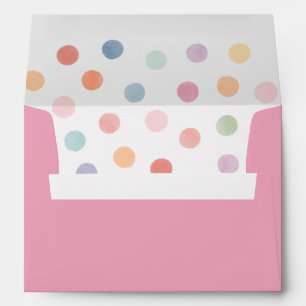 Enveloppe Aquarelle rose arc-en-ciel Polka point