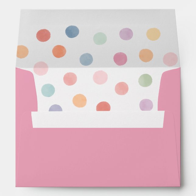 Enveloppe Aquarelle rose arc-en-ciel Polka point (Dos (Bas))