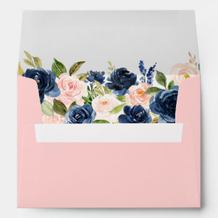 Enveloppe Aquarelle rose Bleu Bleu Floral Mariage rose