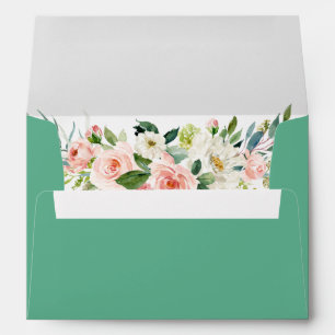 Enveloppe Aquarelle rose Blush Floral Neo Mint