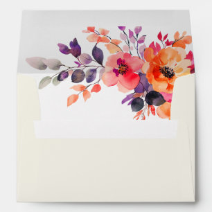 Enveloppe Aquarelle rose brillant rose orange Mariage floral