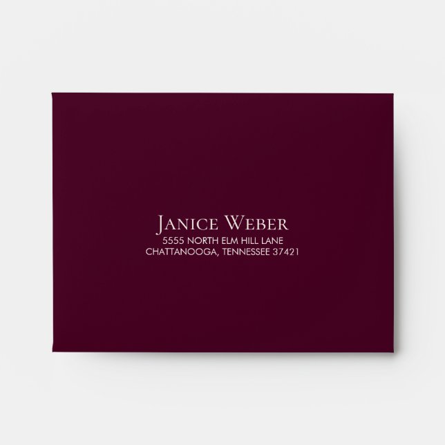 Enveloppe Aquarelle rose Burgundy RSVP florale RSVP retour (Devant)