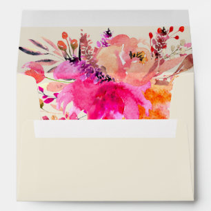 Enveloppe Aquarelle rose chic moderne Floral Mariage élégant