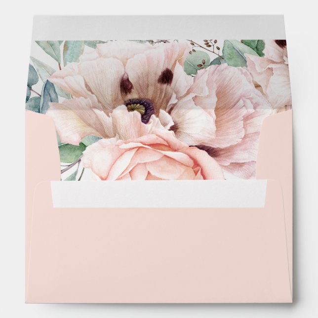 Enveloppe Aquarelle rose Floral Adresse imprimée (Dos (Bas))