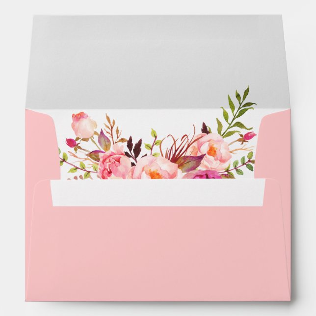 Enveloppe Aquarelle rose Floral Invitation (Dos (Bas))