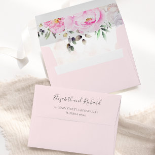 Enveloppe Aquarelle rose Floral Mariage élégant