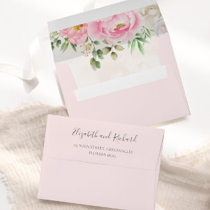 Enveloppe Aquarelle rose Floral Mariage élégant