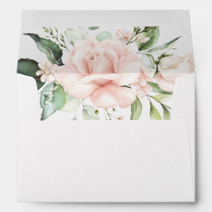 Enveloppe Aquarelle rose Floral Or Mariage élégant