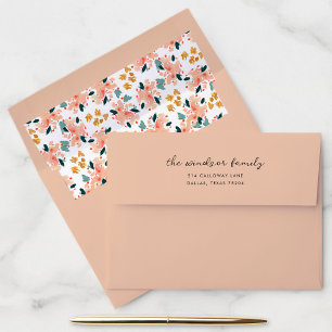 Enveloppe Aquarelle rose Jardin Floral