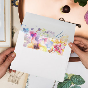 Enveloppe Aquarelle rose jaune pastel Floral