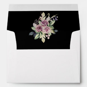 Enveloppe Aquarelle rose lavande rose minimaliste noir