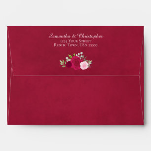 Enveloppe Aquarelle rose magenta Floral Mariage élégant