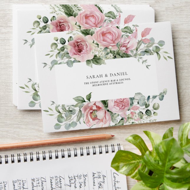 Enveloppe Aquarelle rose Mariage (Stacked)