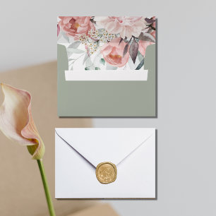 Enveloppe Aquarelle rose Mariage de verdure