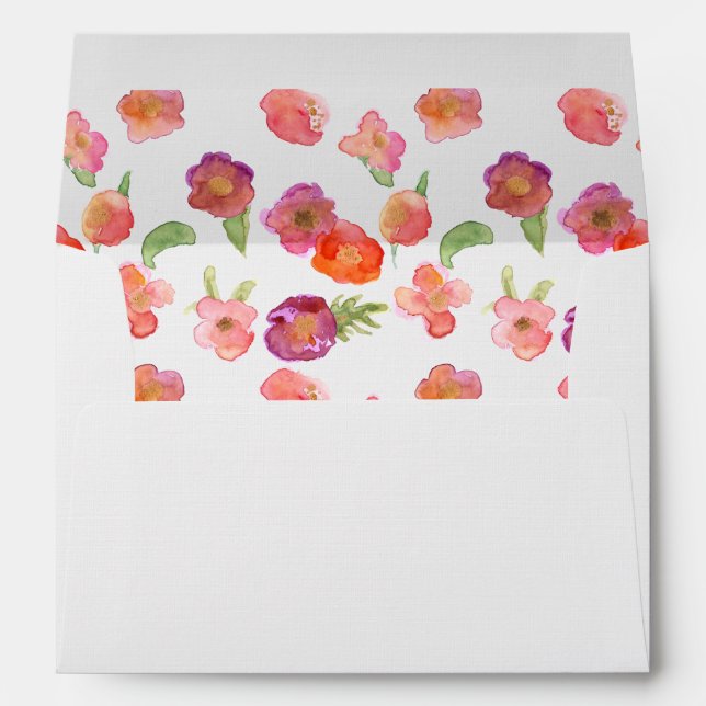 Enveloppe Aquarelle rose or Floral (Dos (Bas))