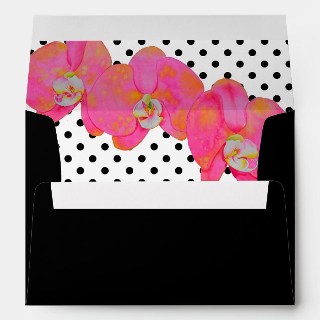 Enveloppe Aquarelle rose Orchidée peinture, pois (Dos (Bas))